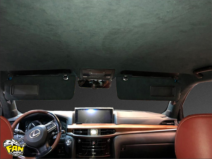 Перетяжка потолка в алькантару (alcantara) на Лексусе (Lexus) LX450d