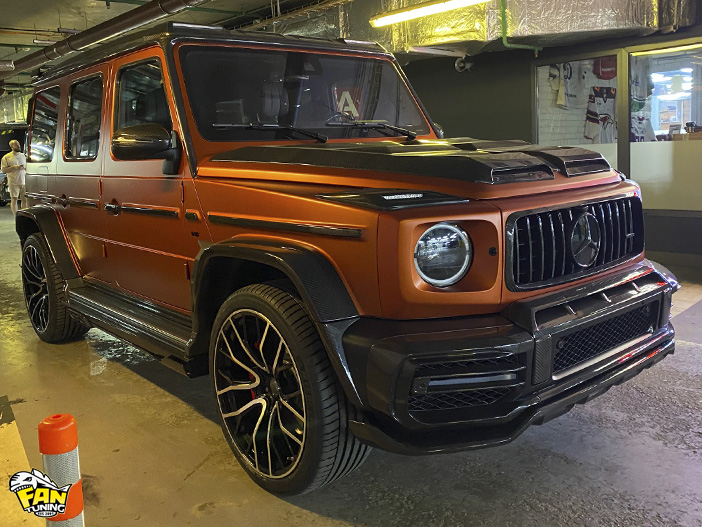 Установка карбонового обвеса Warrior (Воин) на Мерседес (Mercedes Benz) G63 W463a (W464)