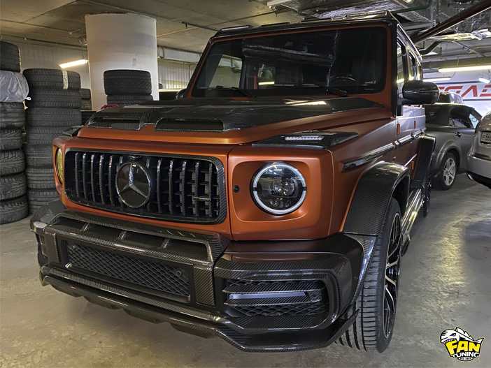 Установка карбонового обвеса Warrior (Воин) на Мерседес (Mercedes Benz) G63 W463a (W464)