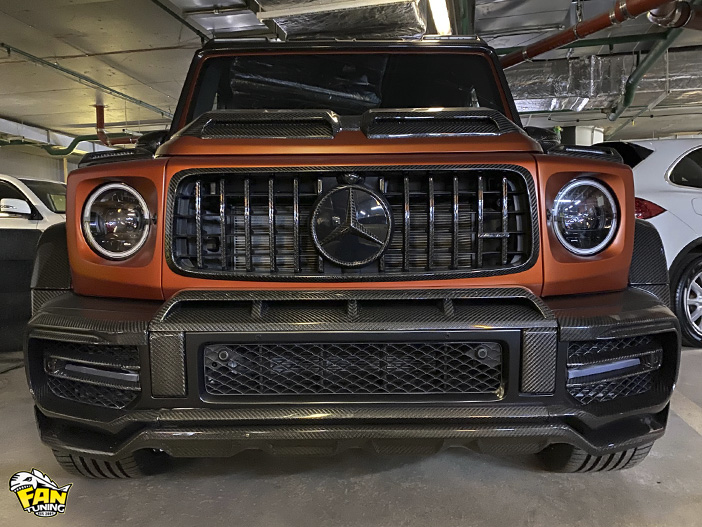 Установка карбонового обвеса Warrior (Воин) на Мерседес (Mercedes Benz) G63 W463a (W464)