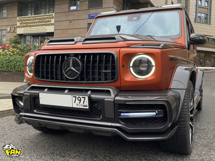 Установка карбонового обвеса Warrior (Воин) на Мерседес (Mercedes Benz) G63 W463a (W464)