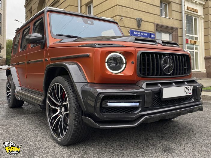 Установка карбонового обвеса Warrior (Воин) на Мерседес (Mercedes Benz) G63 W463a (W464)