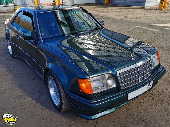 Установка расширенных крыльев и обвеса Хаммер (Hammer) на Мерседес (Mercedes) W124 купе