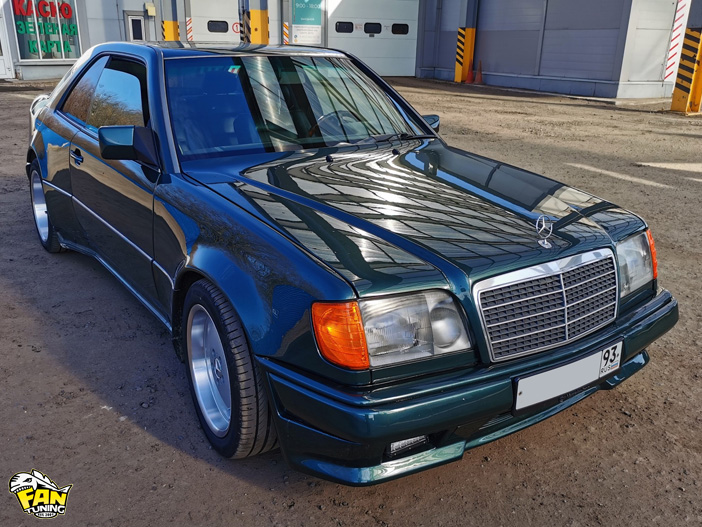 Установка расширенных крыльев и обвеса Хаммер (Hammer) на Мерседес (Mercedes) W124 купе