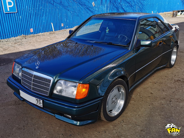 Установка расширенных крыльев и обвеса Хаммер (Hammer) на Мерседес (Mercedes) W124 купе