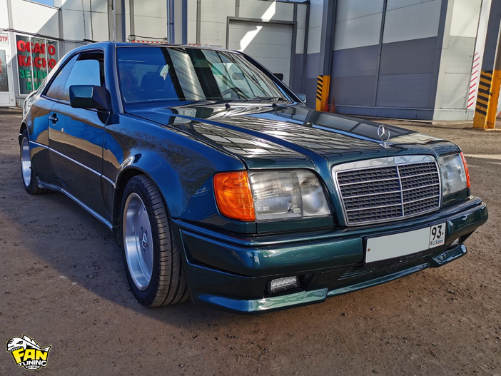 Установка расширенных крыльев и обвеса Хаммер (Hammer) на Мерседес (Mercedes) W124 купе