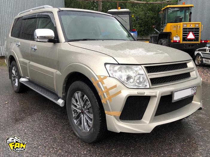 Установка тюнинг бампера на Мицубиши Паджеро (Mitsubishi Pajero) IV