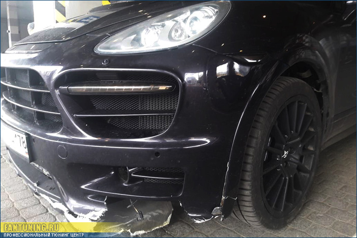 Замена переднего бампера из обвеса Хаманн ( Hamann ) на Порше Кайен ( Porsche Cayenne ) 958