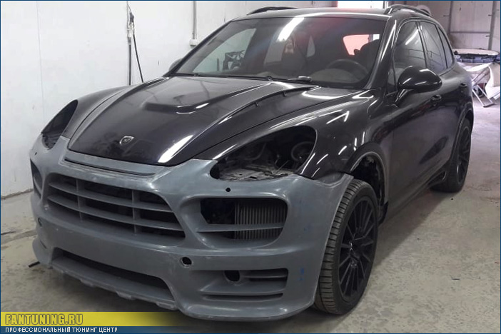 Замена переднего бампера из обвеса Хаманн ( Hamann ) на Порше Кайен ( Porsche Cayenne ) 958