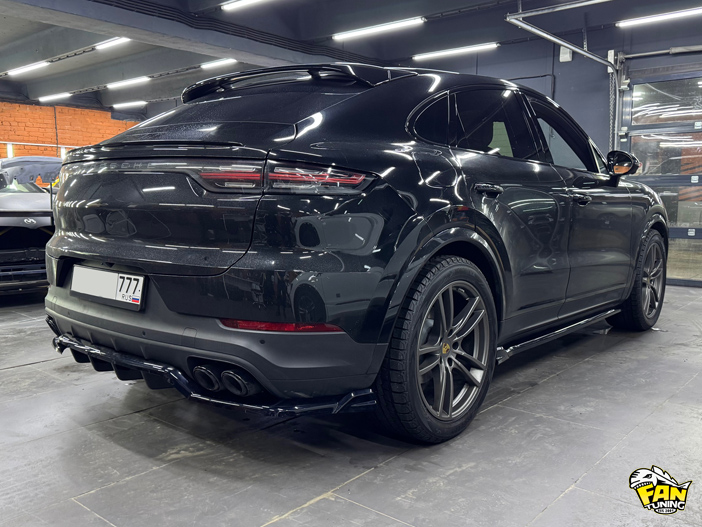 Установка сплиттеров под пороги и диффузора заднего бампера на Порше Кайенн (Porsche Cayenne) Coupe