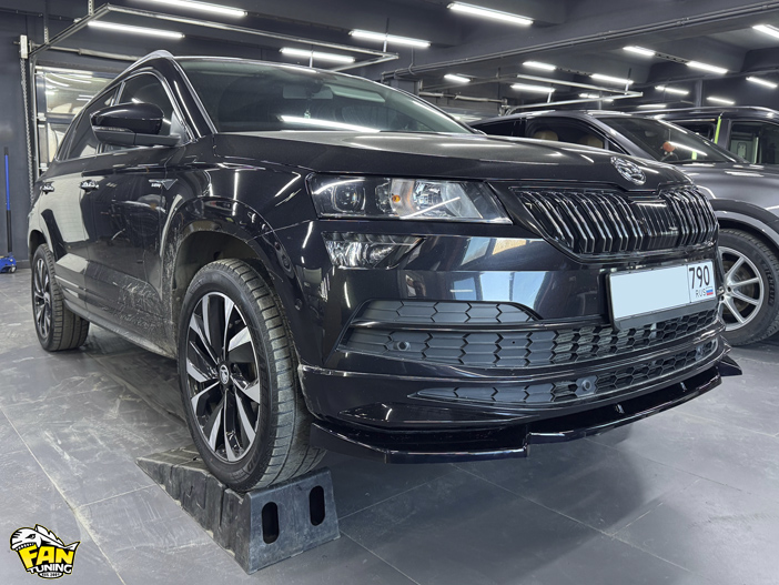 Установка накладки переднего бампера на Шкода Карог (Skoda Karoq)