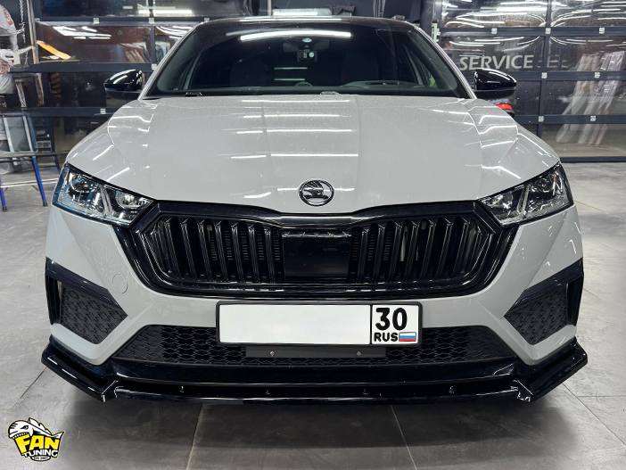 Установка спойлера переднего бампера на Шкоду Октавию (Skoda Octavia) RS A8
